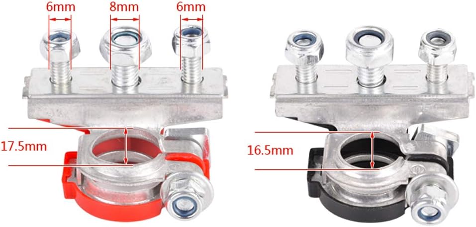 HerMia Car Battery Terminal Connectors, 3 Way Top Post Battery Cable Terminal Ends Clamp Positive and Negative for Car, Boat, Marine, Van and More : Automotive