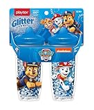 Playtex Baby Sipsters Hard Spout PAW Patrol Sippy Cup for 12+ Months, 9 Ounce (2 Count), Blue Glitter Chase and Marshall Design, Insulated Toddler Water Bottle for Kids