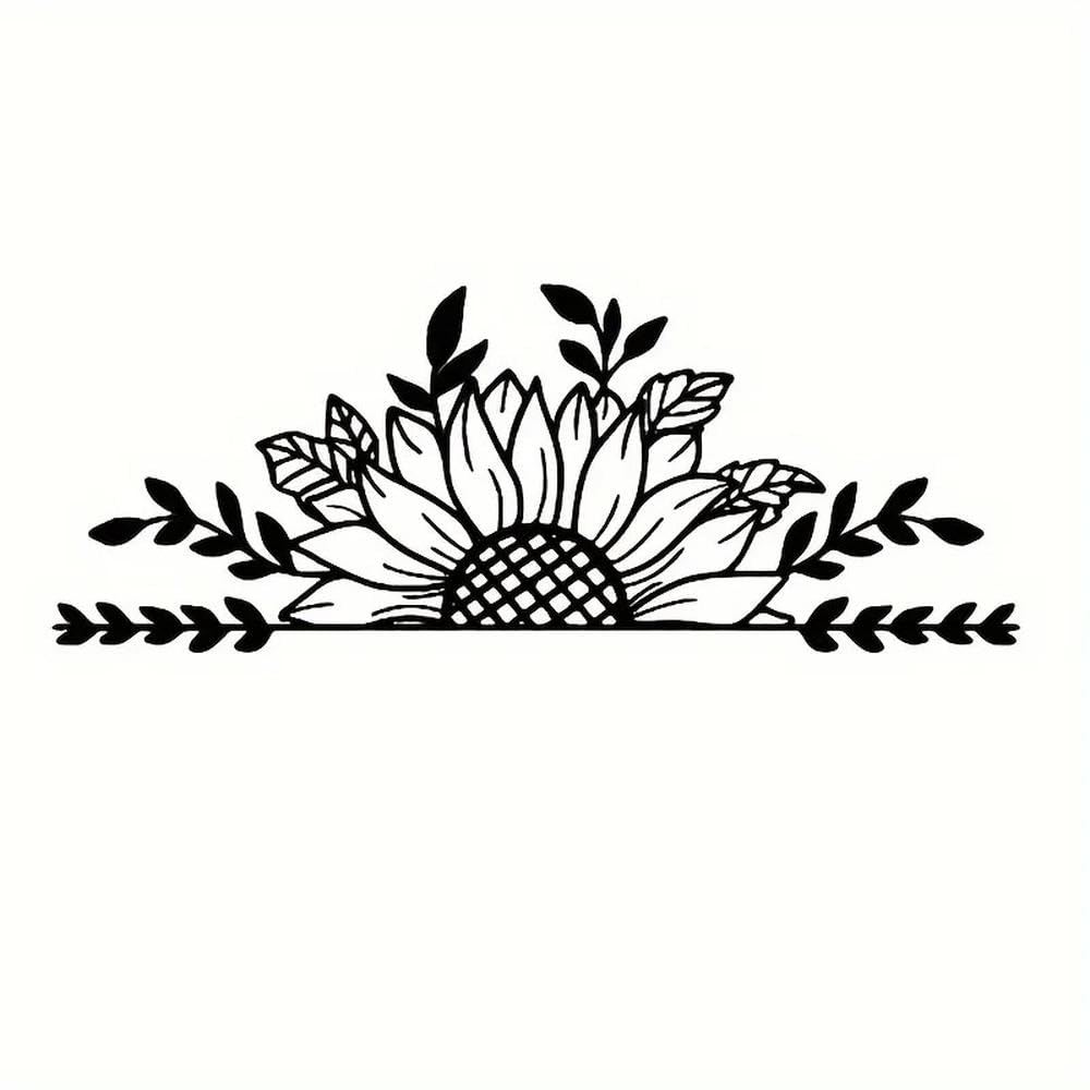 Sunflower Floral Vinyl Decal Waterproof Sticker for Car Truck Laptop Wall Decor(Black)
