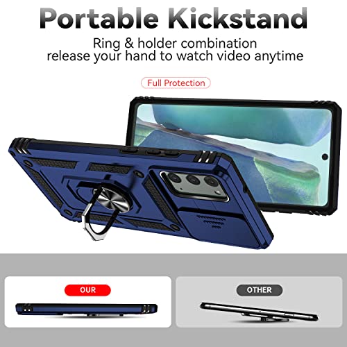for Samsung Galaxy Note 20 Case with Camera Lens Cover HD Screen Protector, Military-Grade Drop Tested Magnetic Ring Holder Kickstand Protective Phone Case for Samsung Galaxy Note 20 5G (Navy Blue) by M MAIKEZI - Image 7