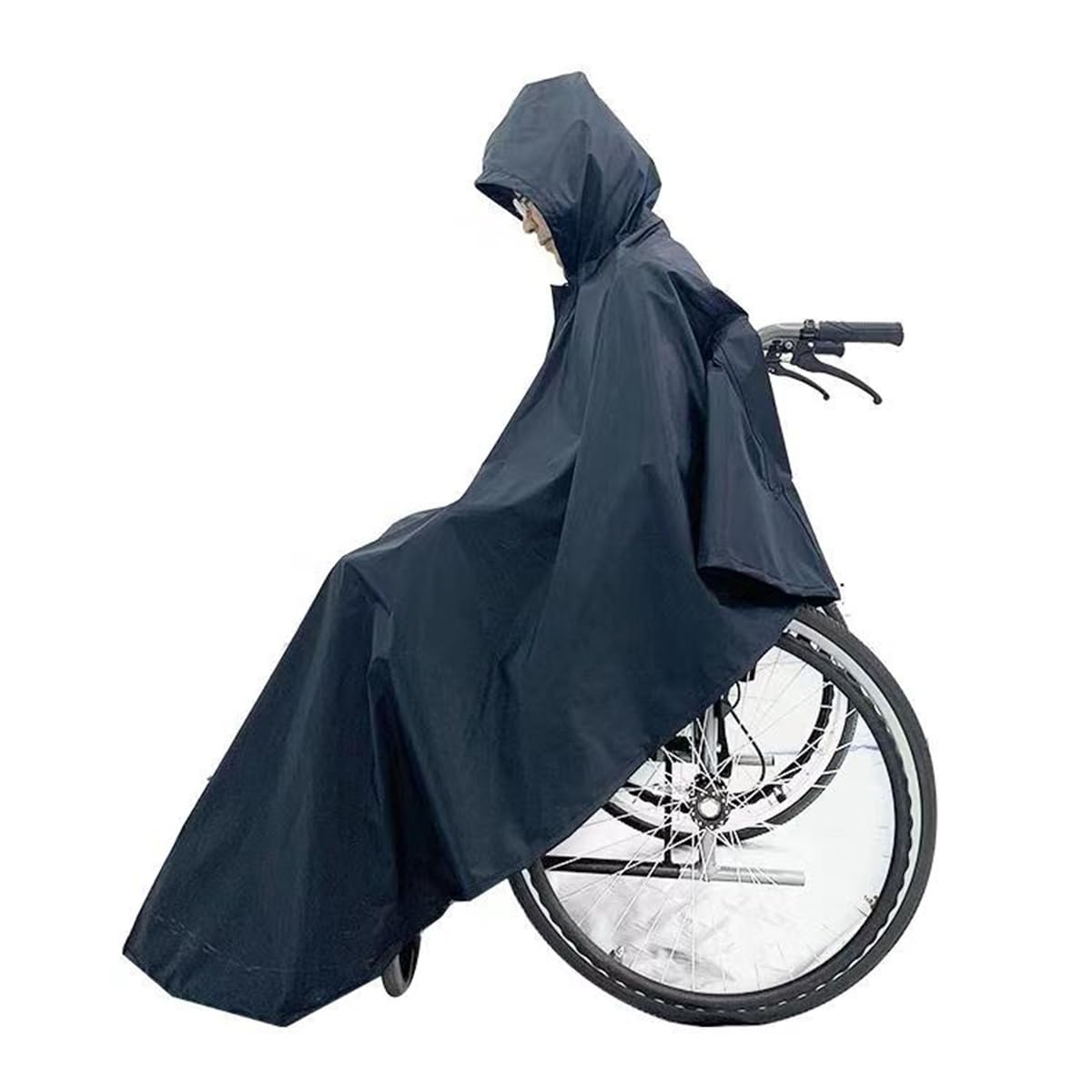 TBDdsd Cycling Raincoat, Wheelchair Raincoat,Hooded Poncho with Reflective Strips Rain Cape(Black)