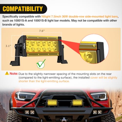 Image of Nilight 7.5 Inch 36 W Spot LED Light Bar Yellow Cover
