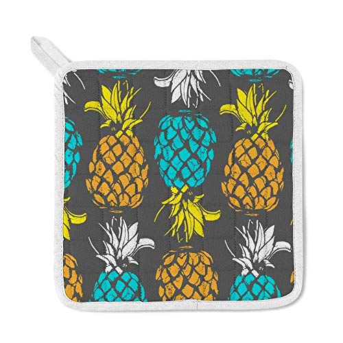 Top Carpenter Polyester Insulation Kitchen Oven Mitts Potholder Apron 3Pcs Set Pineapple Fruit Pattern Non Slip Heat Resistant Gloves For Baking Cooking Bbq #TOP2