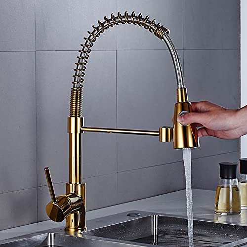 Robinet de cuisine en or à ressort pour sublimer votre îlot central