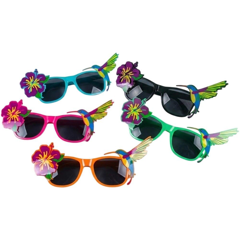 Danlai 5pcs Hawaiian Luau Party Sunglasses, Style Glasses for Beach Summer Party Photo Prop Favor