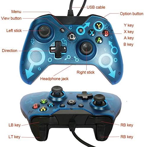 USB Wired Controller For Xbox One PC Games Controller For Wins 7 8 10 Microsoft Xbox One Joysticks Gamepad With Dual Vibration (Color : Blue)