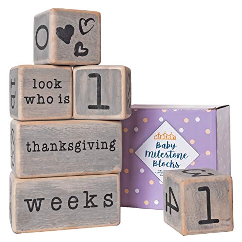 Image of Rustic Baby Monthly Milestone Blocks, Baby Boy Milestone Blocks, Best Baby Gifts for Baby Showers, Newborn Photography Props, Baby Photo Props, Complete Month Baby Milestone Blocks