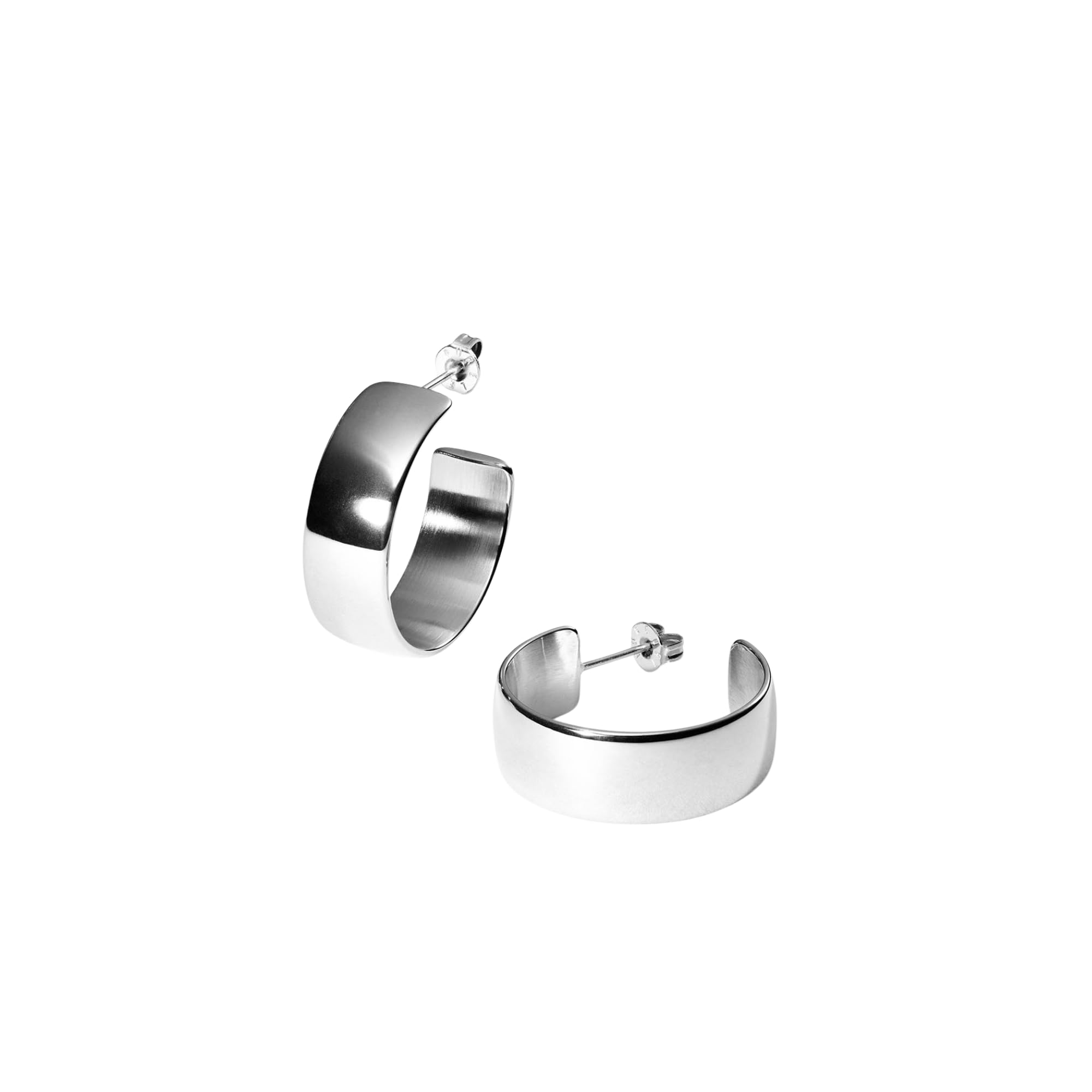 Purelei Glowing Ohrringe (Gold, Silber, Rosegold), Wasserfeste Creolen in breitem Design für Damen, Elegante Ohrringe aus Edelstahl, Geschenke für Damen (Silber)