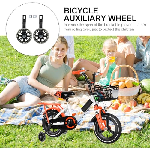 Ruedas de Entrenamiento para Bicicleta con Diseño Luminoso, Estabilizadoras Auxiliares, Par Negro de 16 Pulgadas para Soporte en el Aprendizaje del Pedaleo miniatura 5