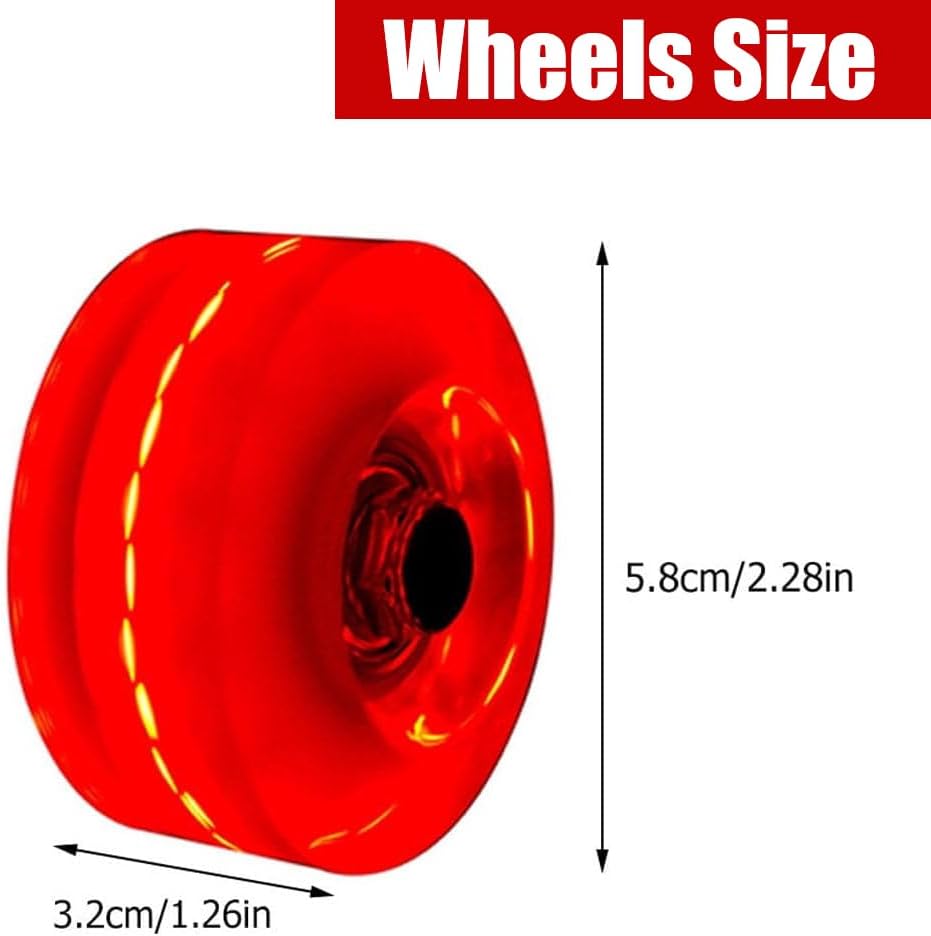Skate Wheels Replacement, Roller Skate Wheels Luminous Skate Wheels Quad Skate Wheels for Indoor Or Outdoor Double Row Skating and Skateboard 32mmx58mm