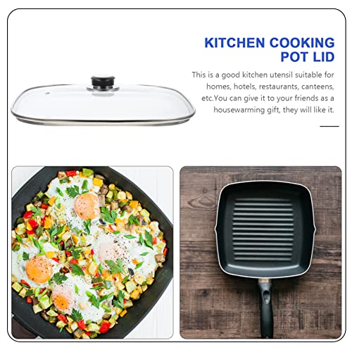 Square Glass Pot Lid Replacement With Handle Stainless Steel Anti Oil Splashing Cooking Lid Cover Thicken Cooking Lid Cover For Saute Pan Pots Pans Skillets B #TOP3