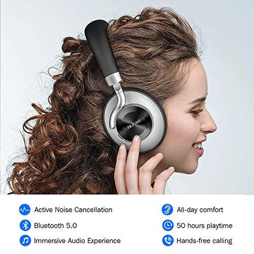 Bluetooth Headphones Over Ear, 50H Playtime Wireless Active Noise Cancelling Headphones with Built-in Mic, HiFi Stereo Sound with 4 EQ Music Modes, Support Voice Assistant - Black - Image 6