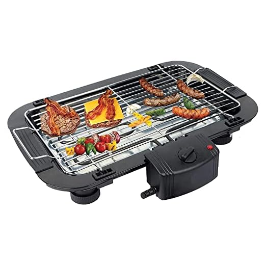 Harions Electric Barbecue Grill 2000W Tandoori Maker Adjustable Temperature Control Indoor Smokeless Barbeque Grill (Black46 x 36 x 5 cm)