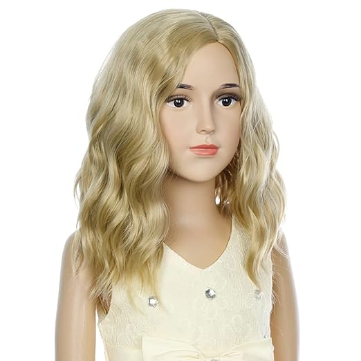 PATTNIUM Blonde Wig Kids Child Wig Short Wavy Wig Ash