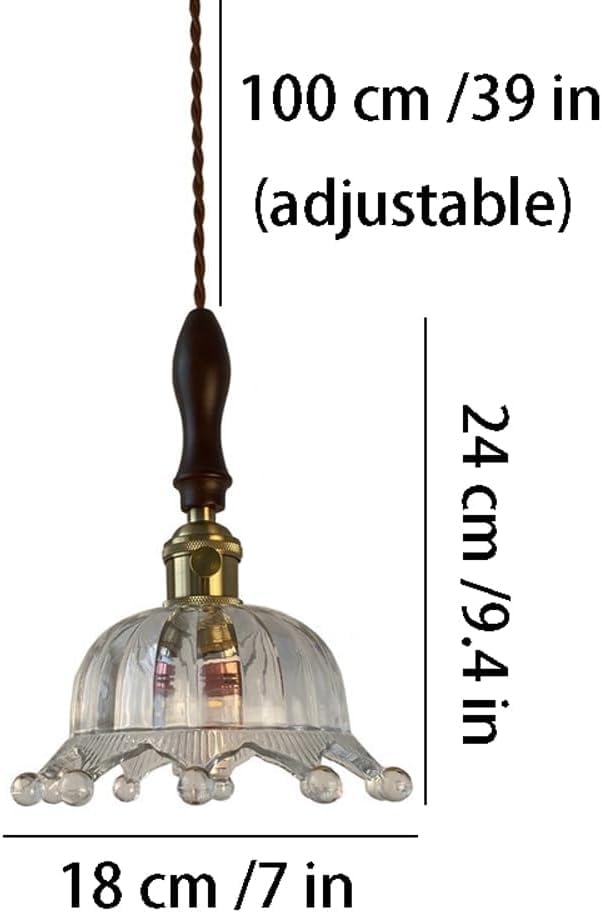 Lámpara de techo colgante de cristal ajustable vintage creativa E27 para el dormitorio 7
