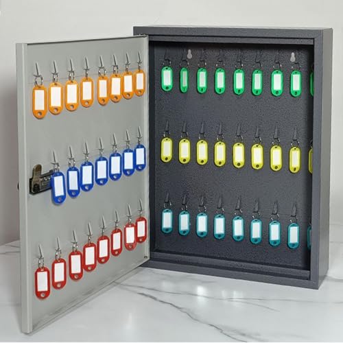 Armoire à clés fendue à fixation murale, organiseur de clés en acier avec serrure à combinaison, boîte de rangement sécurisée avec crochets pour voiture, bureau, maison, garage