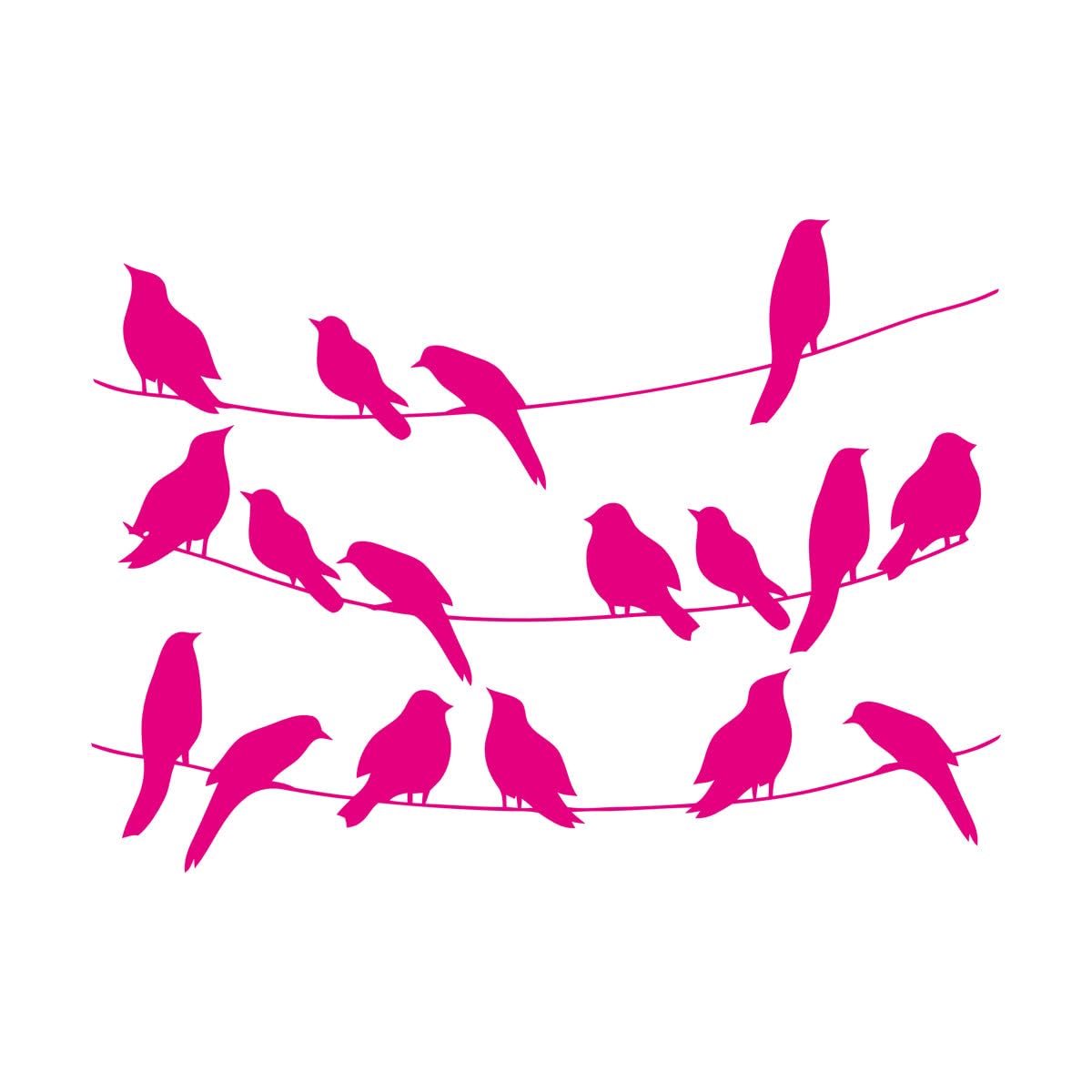 Mural and Wall Vinyl Decal Birds on the Wires Natural Animal 54x74.3cm Removable Without Leaving Glue Large Rosered
