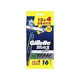 Gillette Blue3 Smooth Rasoi usa e getta per uomo, a tre lame, 12+4 gratis (Totale 16 pz)