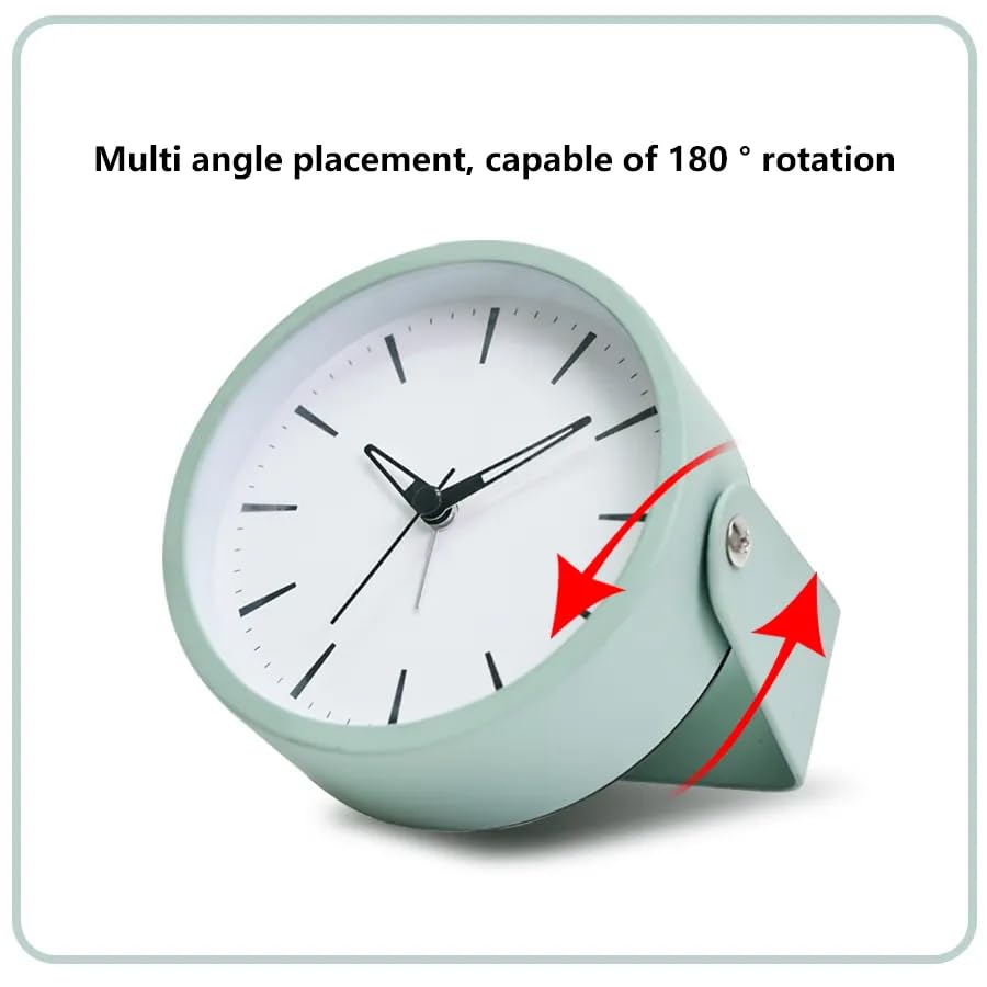 Image of Peakeep Modern Alarm Clock 4.5 Inch Silent Non Ticking Analog Table Clock with Metal Frame Battery Powered Desk Clock for Bedroom Kids Students Office Nightstand Table Decor