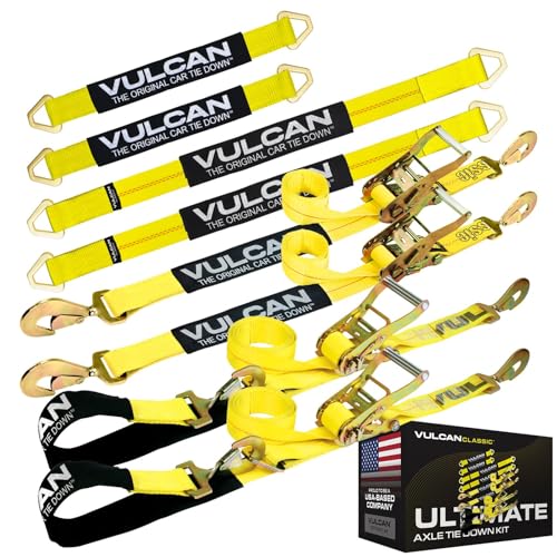 VULCAN Ultimate Axle Tie Down Kit - Classic Yellow Webbing