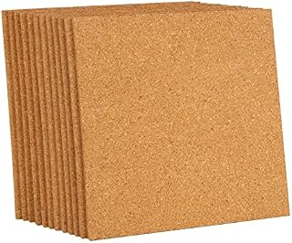 MIVIDE 10PCS Square Cork Board for Walls, Self Adhesive Cork Tile Boards, Small Wall Bulletin Boards for Pictures, Photos, Drawing Display(210x210x6MM)