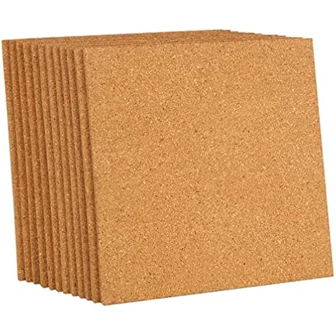 MIVIDE 10PCS Square Cork Board for Walls, Self Adhesive Cork Tile Boards, Small Wall Bulletin Boards for Pictures, Photos, Drawing Display(210x210x6MM) Cover