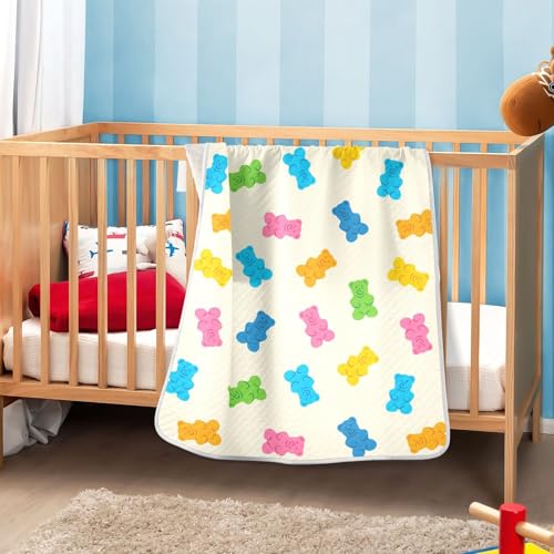 Image of Gummy Bear Jelly Candy Colorful Baby Swaddle Blanket for Boys and Girls, Muslin Baby Receiving Swaddle Blanket, Soft Cotton Nursery Swaddling Blankets for Newborn Toddler Infant