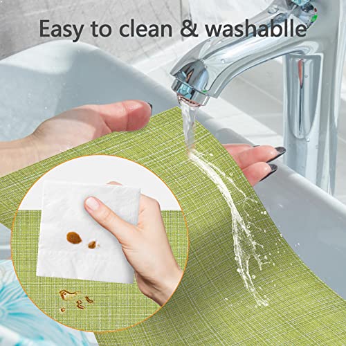 Lifewear Placemat Set Of 6,Woven Placemats,Outdoor/Indoor Placemats,Vinyl/Plastic Placemats, Washable Placemats,Table Placemats Set Of 6（Green） #TOP3