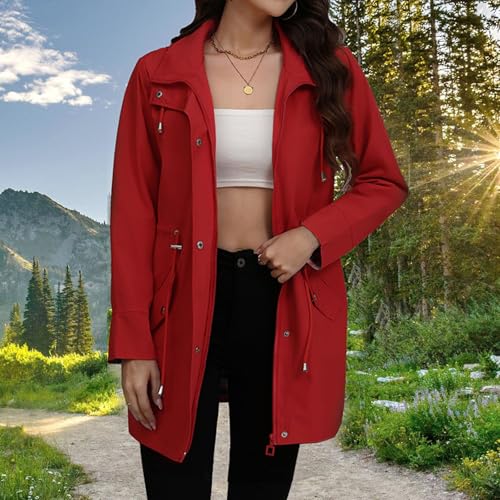 Chaqueta impermeable mujer con capucha y corte informal de estilo parka corta 4
