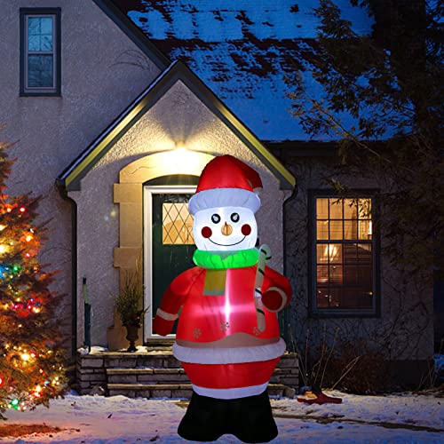 7Ft Christmas Inflatable Snowman Xmas Snowman Blow Up Yard Decor Christmas Outdoor Decorations, Built-in LED Lights, Stakes for The Yard, Lawn, Garden