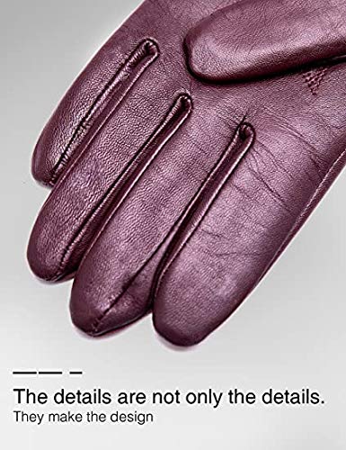 Image of Krystle Devil Women's & Girl's PU Warm Gloves Rabbit Fur Wrist Mittens (Wine Red; Free Size)