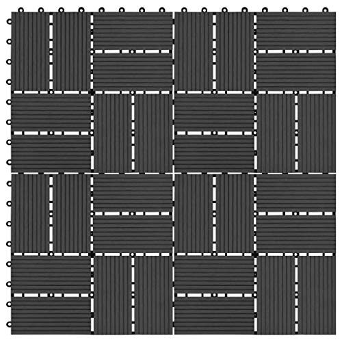 Lechnical WPC Plafondtegels, 11 stuks, 30 x 30 cm, 1 m², zwart, A, tegels voor plafond, WPC-tuintegels, tegels voor buiten, tegels