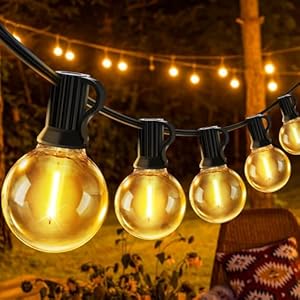 JEYMORKEY Festoon String Outdoor Garden Lights – 30M 100ft G40 Outside Electric Light Mains Powered Shatterproof LED Bulb Waterproof Lighting for Outside Patio Pergola Gazebo