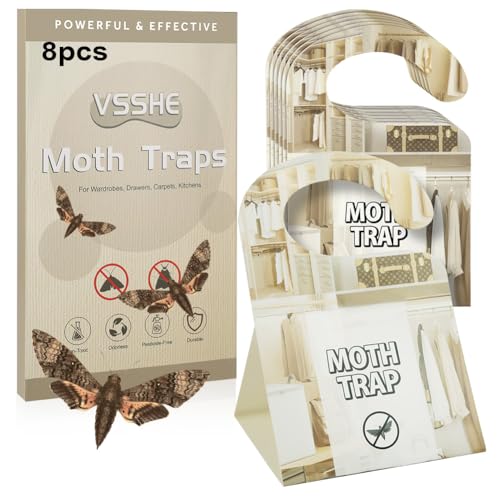 vsshe Trampa para polillas de la Ropa, 8 pcs Remedio contra Las polillas de la Ropa, Trampa Adhesiva Premium para polillas de la Ropa, Trampa de feromonas para armarios, Interiores y trasteros