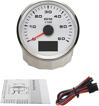 ELING Tachometer Tacho Gauge 6000RPM for Auto Marine Yacht Vehicle with 8 Colors Backlight 85mm 9-32V