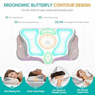 Ehomfory Cervicale Ergonomico Cuscino Memory Foam per Dormire, Cuscino Memory Foam per Supporto Cervicale con Federa Sfoderabile e Lavabile