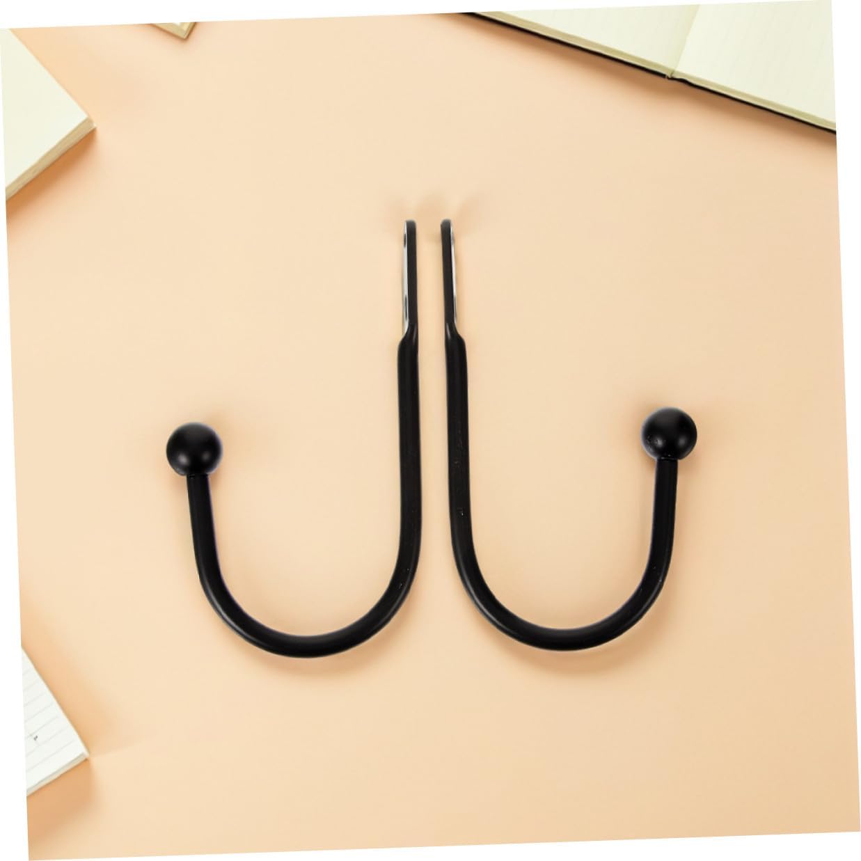 GARVALON 4pcs Black Metal Curtain Tiebacks U-Shaped Wall-Mounted Curtain Side Holders Hooks for Drapes Window Treatment Hardware Home Décor