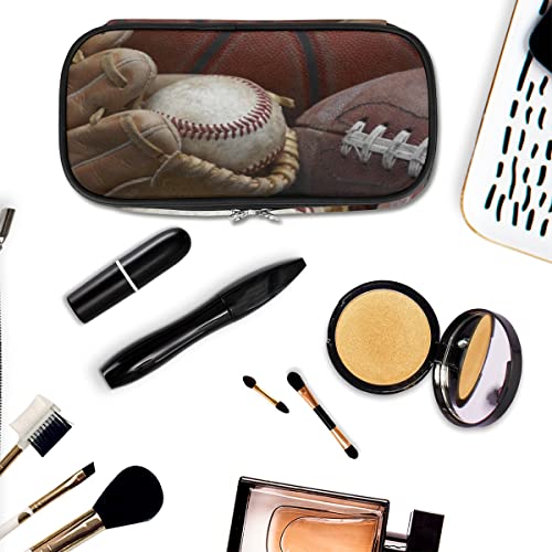 Image of Pardick Old Baseball Big Capacity Pencil Pen Case Gloves Large Pencil Pouch with Zipper Compartments Pencil Bag for Boys Girls Adults Student Office School Supplies