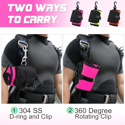 Image of Surface Marker Buoy Scuba with Reel, 5ft High Visibility Diving Open Bottom Signal Tube Safety Sausage with Pouch Bag, 100ft ABS Dive Reel and Steel Double-Ended Bolt Snap (Hi-Vi Pink)