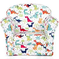 Costzon Kids Couch, Children's Sofa Armrest Chair with Pattern, Toddler Furniture w/Sturdy Wood Construction, Preschool, Lightweight Children Couch Sofa Chair for Aged 1-5 Boys & Girls Gifts, Dinosaur