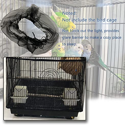 Image of Garden Bird Cage Cover, Parrot Seed Catcher Seeds Guard Mesh Net with Ajustable Buckle for Round Square Square Cages, 1 pcs