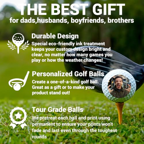 Image of Personalized Golf Gifts for Men, Custom Text or Logo Golf Ball, Golf Lovers | Fuuny Golfballs, Customized Gift for Christmas, Wedding, Golfers, Dads, Boyfriend, Groomsmen, Retirement