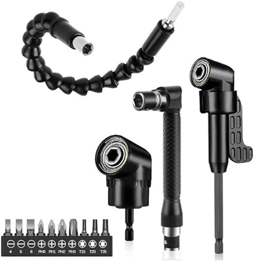 1PCS 105 Degree Right Angle Drill Adapter, Soft Shaft Black Long Turn Short Straight 10pcs Batch Head Corner Tool, Hand Drilling Tool 1, 05 Screwdriver, Turning Hexagonal Handle