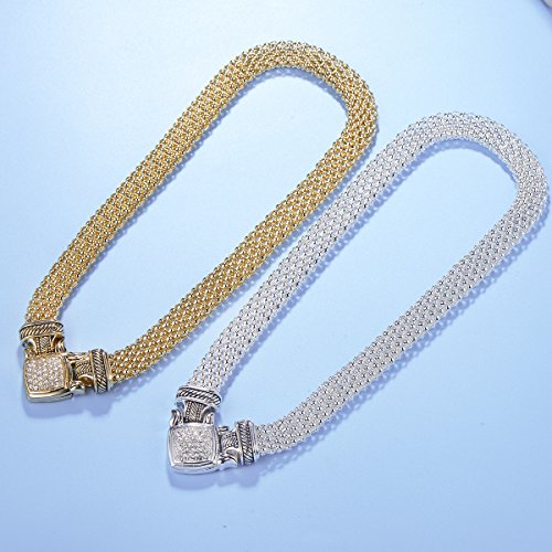 UNY Short Necklace 48cm Popcorn chain Pave Rhinestone Classic Elegant Vintage Antique Jewelry3