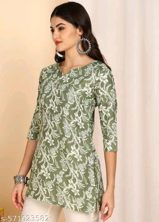 Image of SIROTA Rayon Short Top for Women | Tunic for Jeans | Western Short Kurti | Stylish Straight Ladies Kurta | Ethnic Kurta for Girls