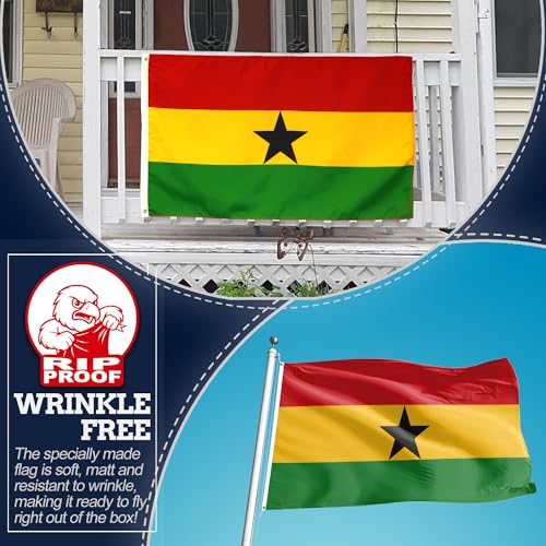 Drapeau ghanéen 3x5 indéchirable double face pour mât extérieur - 6