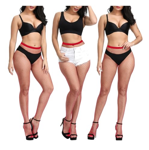 Image of Women Fishnet Stockings, High Waist Fishnet Tights Thigh Stockings Pantyhose