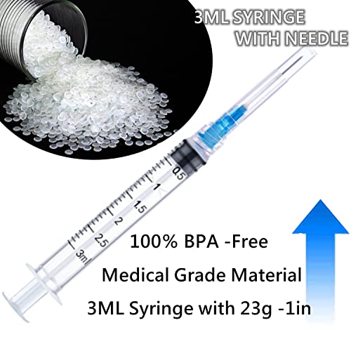 25 pack 3ml 23ga lab syringe tools with measurement individually packed