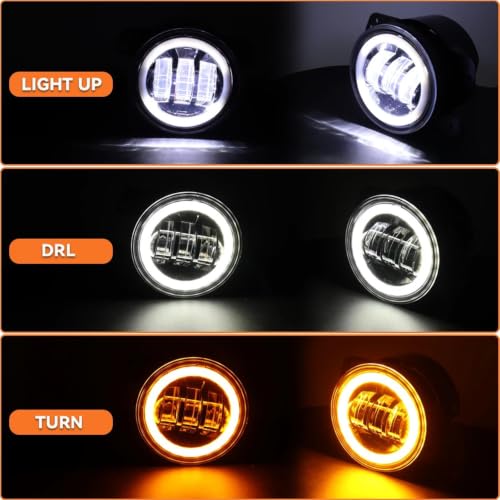 Bombilla LED para Wrangler JK y kit de luces antiniebla redondas 4