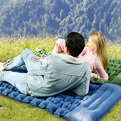 Meegoo Camping Sleeping Pad - Sleeping Mat with Pillow for Backpacking and Hiking, Lightweight and Compact, Waterproof, Large, Foot Press Inflatable - Thumbnail 2